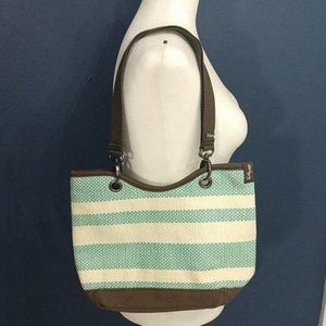 Thirty-one Canvas Crew Mini Turquoise Straw Stripe